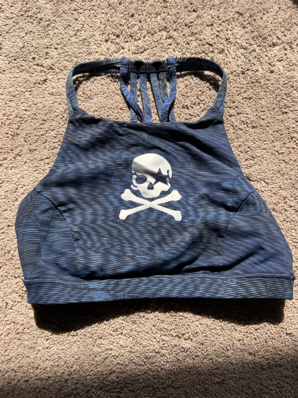 lululemon athletica Navy Blue Skull Print Strappy Sports Bra